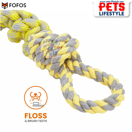 FOFOS Flossy Rope Dog Toy Y/G Toy – Rope Tug Moderate Chewer