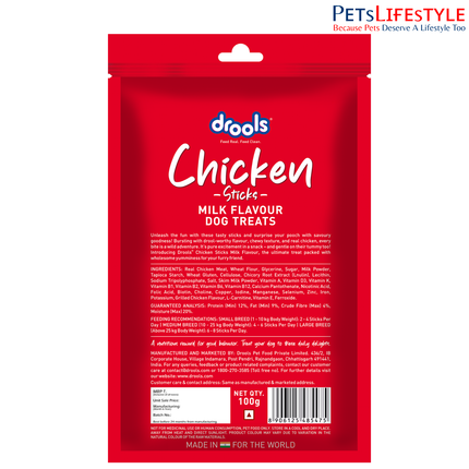 Drools Chicken Milk Flavor Dog Treats Sticks 100gm