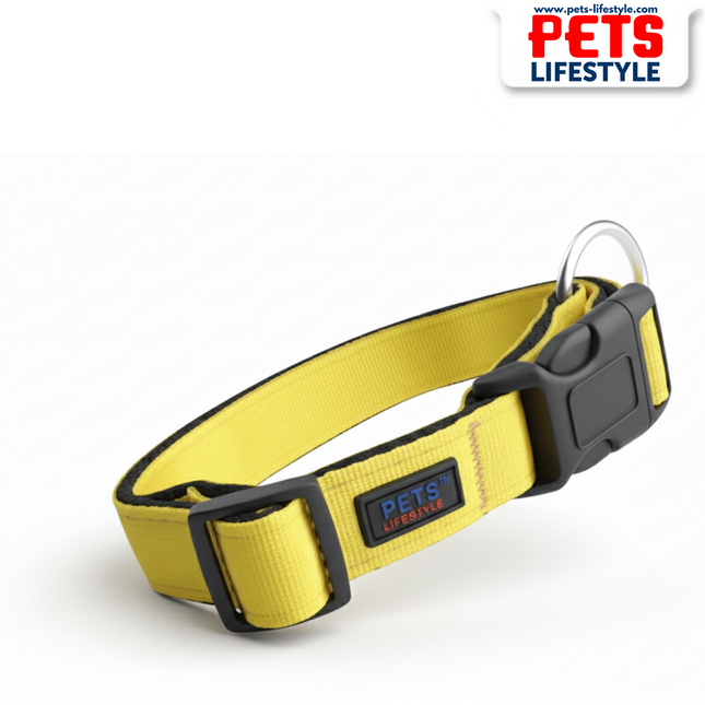 PᴇᴛsLɪғᴇsᴛʏʟᴇ Adjustable  Yellow Nylon Dog Collar