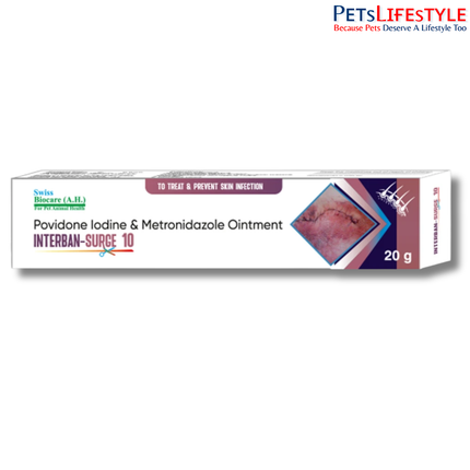 Interban-Surge 10 Wound Care Ointment for Dogs & Cats (Povidone Iodine 10% + Metronidazole 2%)