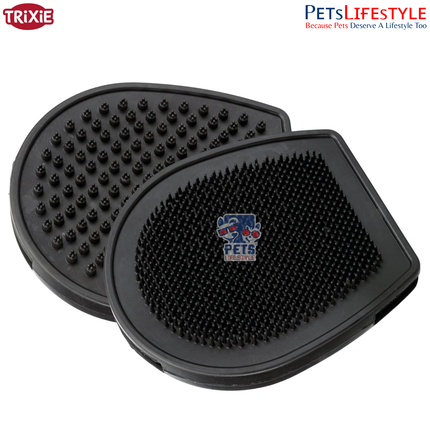 Trixie Double-Sided Massage Brush 12×14 cm – Rubber Deshedding Brush for Dogs and Cats