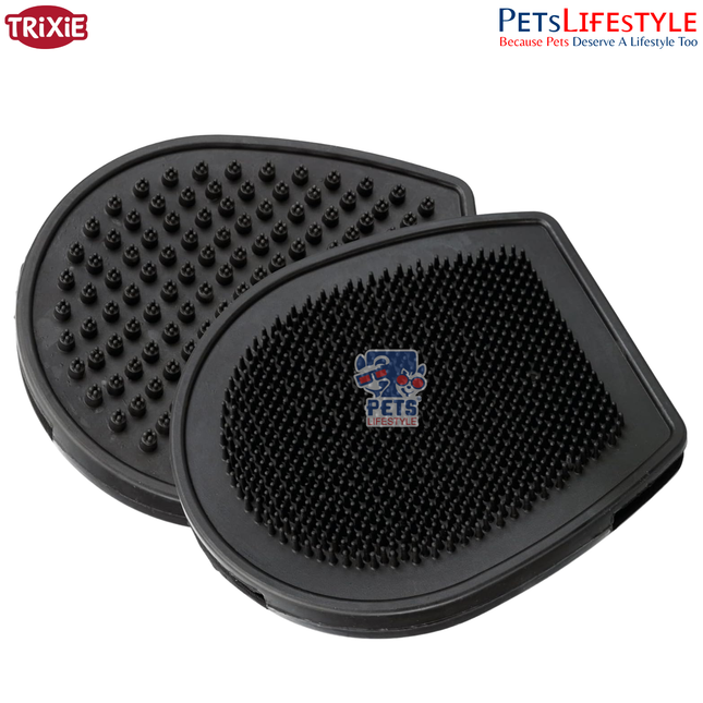 Trixie Double-Sided Massage Brush 12×14 cm – Rubber Deshedding Brush for Dogs and Cats