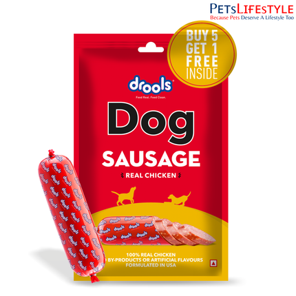 Drools Dog 100% Real Chicken Sausage 5+1 Free 300g