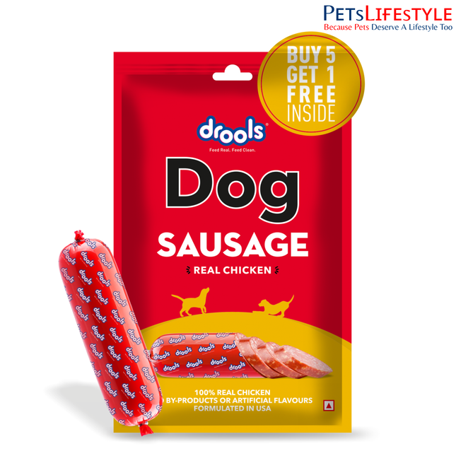 Drools Dog 100% Real Chicken Sausage 5+1 Free 300g