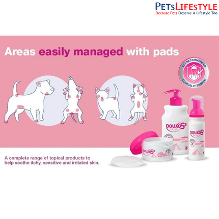 Douxo S3 Calm Pads for Dogs & Cats (30 Pads) | Leave-On Anti-Itch Hypoallergenic Skin Care Pads for Sensitive & Allergic Skin