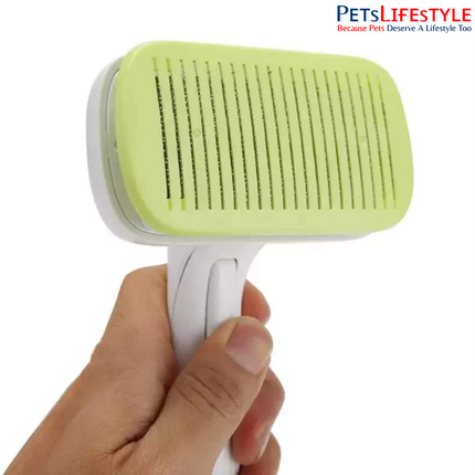 Petaholic Auto-Clean Pet Slicker Brush for Dogs & Cats | Stainless Steel Grooming Brush | One-Click Self-Cleaning | Removes Loose Fur, Mats & Tangles
