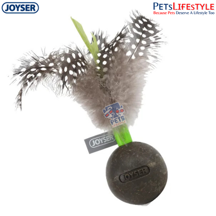 JOYSER Catnip Ball with Feather – Brown/Green | Interactive Cat Toy