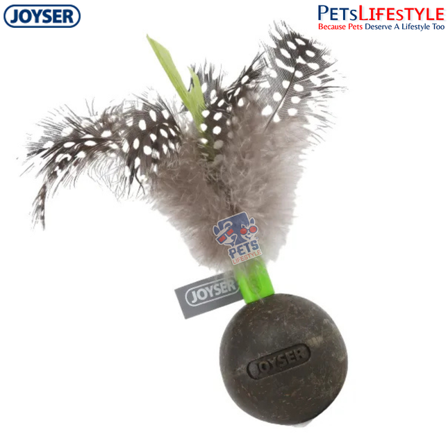 JOYSER Catnip Ball with Feather – Brown/Green | Interactive Cat Toy