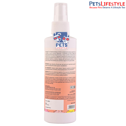 Aromatree 2 in 1 Pet Deodorant Spray 200 ml (Pear Juice Fragrance) | Aromatherapy Based, Anti-Microbial & Non-Toxic Freshener for Dogs & Cats