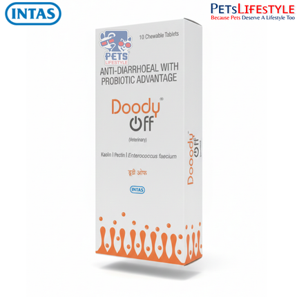 INTAS Doody Off Anti-Diarrhoeal Probiotic Chewable Tablets for Dogs & Cats (10 Tablets)