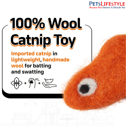 FOFOS Sardine Fish Cat Toy (Pack of 3) – Handmade Wool Fish with Imported Catnip for Kittens & Cats
