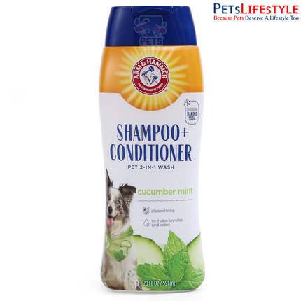 Arm & Hammer 2-in-1 Shampoo & Conditioner for Dogs Cucumber Mint 591 ml | Cleans, Conditions & Deodorizes