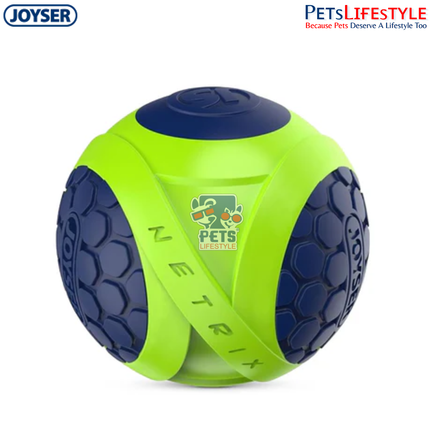JOYSER Netrix Ball Durable TPR & Foam Rubber Dog Toy – Green/Blue (M)