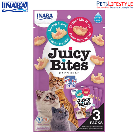 Inaba Juicy Bites Shrimp & Seafood Mix Flavor – Soft Treats for Cats  33.9g