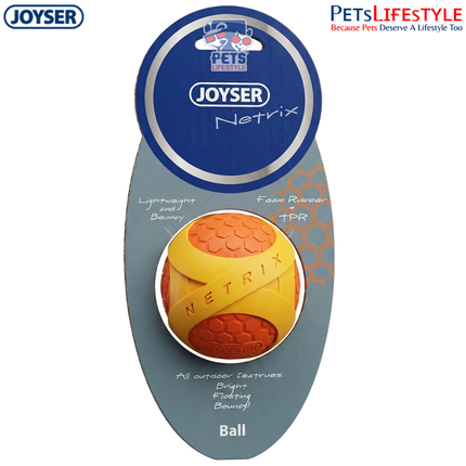 JOYSER Netrix Ball Durable Super Bounce Dog Toy – Yellow/Orange (M)
