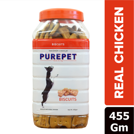Purepet Dog Biscuits Jar (455g) – Milk / Chicken / Mutton Flavours Dog Treats