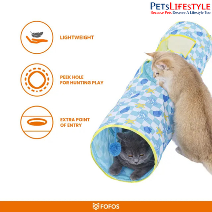 FOFOS Sardine Pop-up Cat Tunnel – Lightweight Foldable Cat Play Tunnel with Crinkle Paper