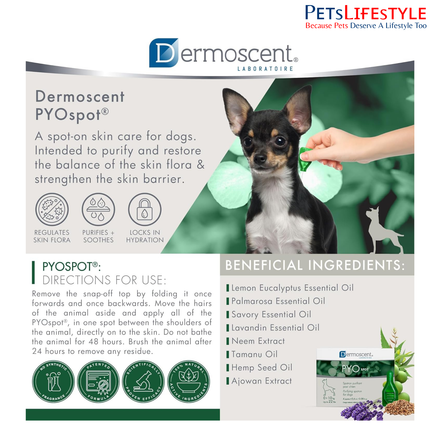 Savavet Dermoscent Pyospot Purifying Spot On for Dogs Between 0 to 10kg (0.6ml x 4 Pipette)