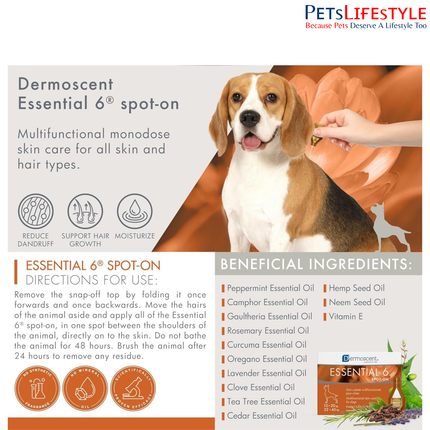Savavet Dermoscent Essential 6 Spot-On for 10 to 20kg Skin & Coat Care Care for Dogs, Cats & Small Mammals
