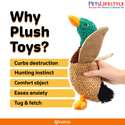 FOFOS Tough Dog Toy Wild Duck – Plush Interactive Dog Toy for Playtime & Enrichment