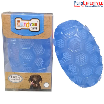 EE Toys Blue Diamond Rugby Dog Toy – Durable TPR Rubber Chew Toy for Dogs | Dental Cleaning, Fetch & Interactive Play | Blue | Small, Medium & Large