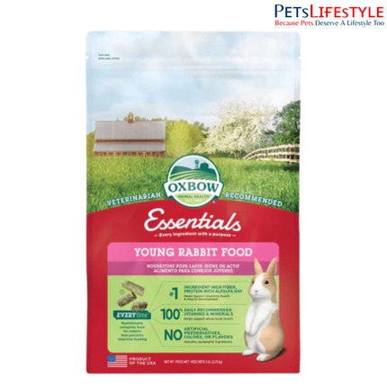 Oxbow Essentials Young Rabbit Food 2.25kg – High Protein Alfalfa Based Diet for Growing Rabbits