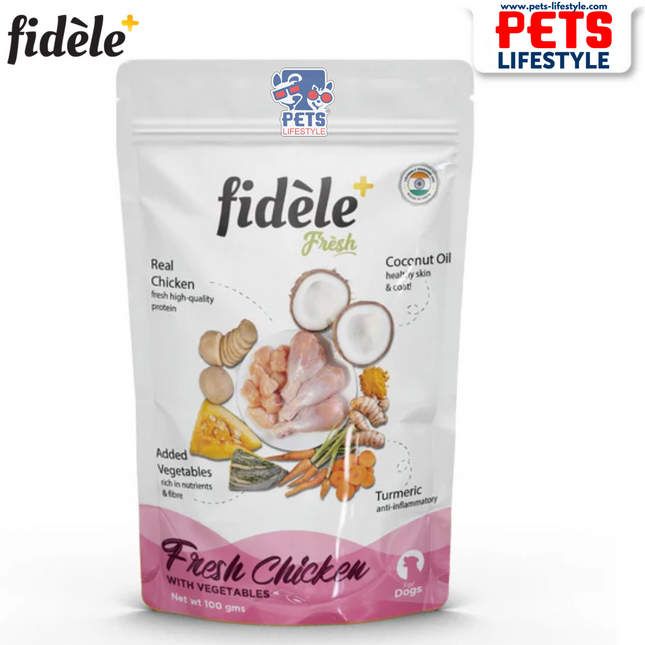 Fidele Fresh Chicken With Vegetables Dog Gravy Pouch 100 gm