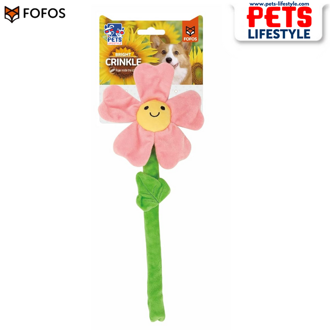 FOFOS Pink Flower Crinkle Rope Dog Toy