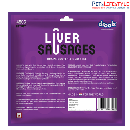 Drools Liver Sausages Dog Treat 450g