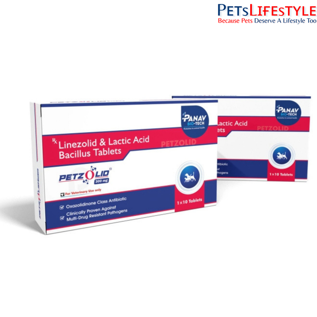 Petzolid Linezolid 300 mg & Lactic Acid Bacillus Tablets for Dogs & Cats
