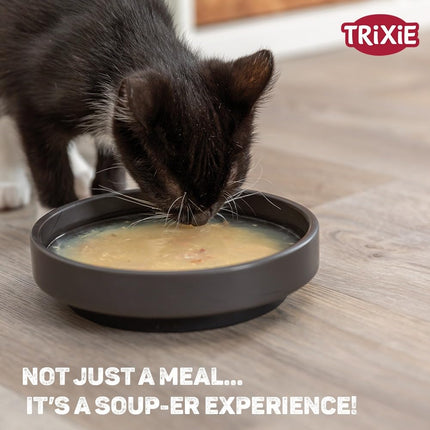 Trixie Cat Soup with Chicken & Salmon – Tasty Liquid Cat Treat, Grain-Free Wet Food Supplement Supporting Hydration & Digestion for Adult Cats, 4 × 80 g