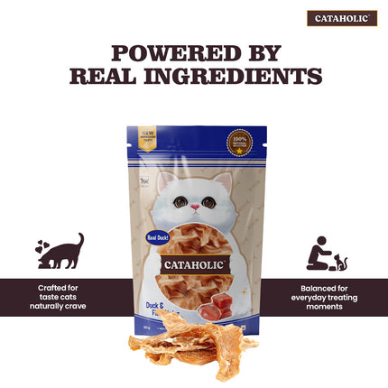 Cataholic Duck & Fish Jerky Strips Cat Treats, High Protein Natural Cat Snacks, Soft Chewy Training Treats for All Cat Breeds, 50 g