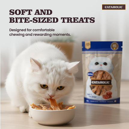 Cataholic Duck & Fish Jerky Strips Cat Treats, High Protein Natural Cat Snacks, Soft Chewy Training Treats for All Cat Breeds, 50 g