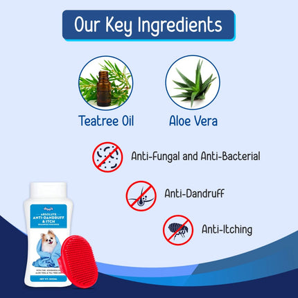 Drools Anti Dandruff and Itch Shampoo for Dogs (Free Hand Brush)