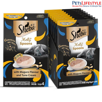 Sheba Melty Spoons Maguro Flavour with Tuna Cream Lickable Cat Treats | Premium Tuna Cream Cat Snack