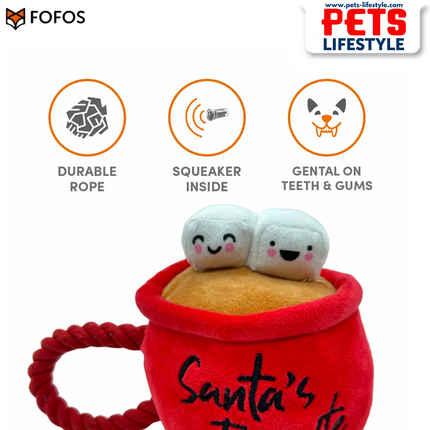 FOFOS Xmas Hot Chocolate Dog Toy