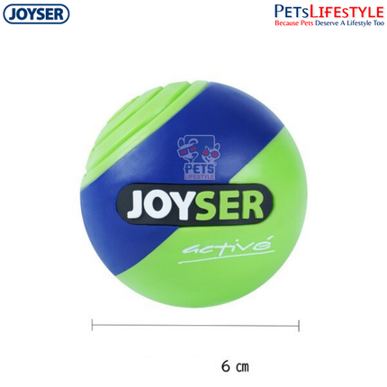 JOYSER Active TPU Ball with Squeaker Durable Chew Dog Toy – Blue/Green (M)