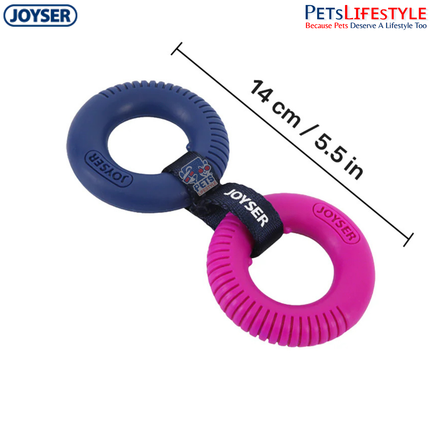 JOYSER 2 TPR Rings Durable Chew & Tug Toy for Puppies – Pink & Blue (S/M)