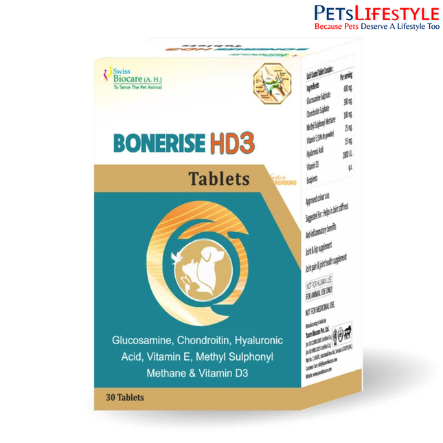 Bonerise HD3 Tablets for Dogs & Cats – Advanced Joint, Cartilage & Bone Support (30 Tablets)