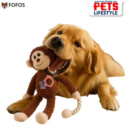 FOFOS Tough Long Body Dog Toy – Monkey –  Moderate Chewer Dog Toy