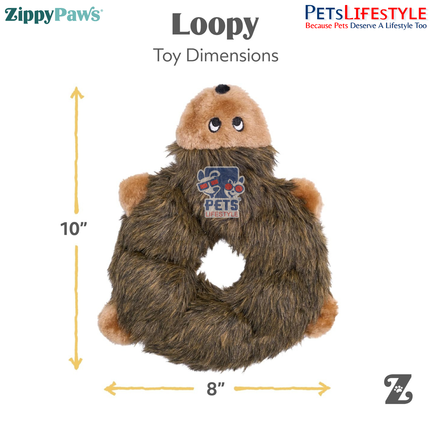 ZippyPaws Loopy – Hedgehog  Stuffing-Free Plush Dog Toy with 7 Round Squeakers