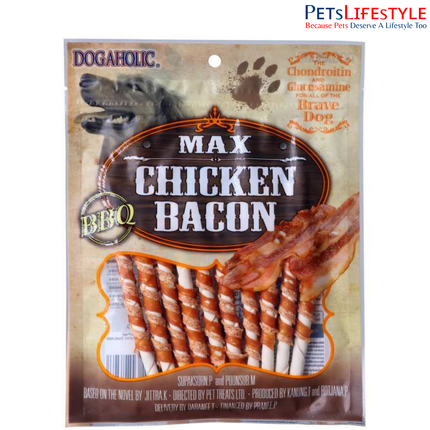 Dogaholic BBQ real bacon with BBQ flavour Max Chicken Bacon Stickspremium soft-chew treats