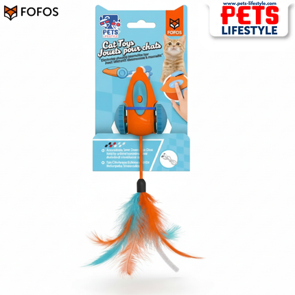 FOFOS Interactive Race Car Cat Toy – Electronic Wobble Toy with Bird Sounds & Feathers