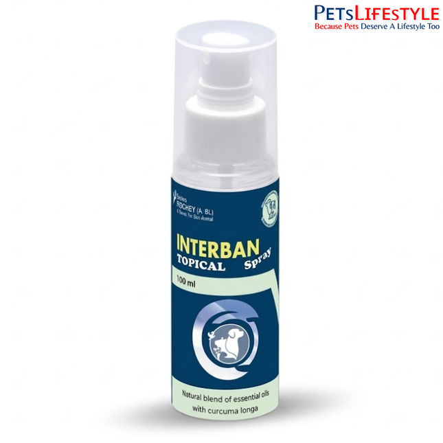 Interban Topical Spray for Dogs & Cats | Herbal Wound Healing, Maggot Control & Skin Infection Spray