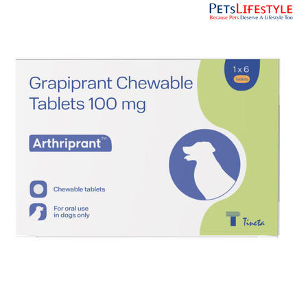 Tineta Arthriprant Grapiprant Chewable Tablets 100mg for Dogs (Strip of 6 Chews)
