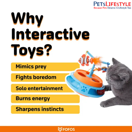 FOFOS Interactive Cat Toy Play Centre – Orange Interactive Activity Toy for Cats | Indoor Cat Enrichment & Play Centre