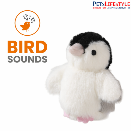 FOFOS Swinging Penguin Automatic Cat Toy – White, Interactive Flapping Toy with Bird Sounds, Catnip & Type-C Charging