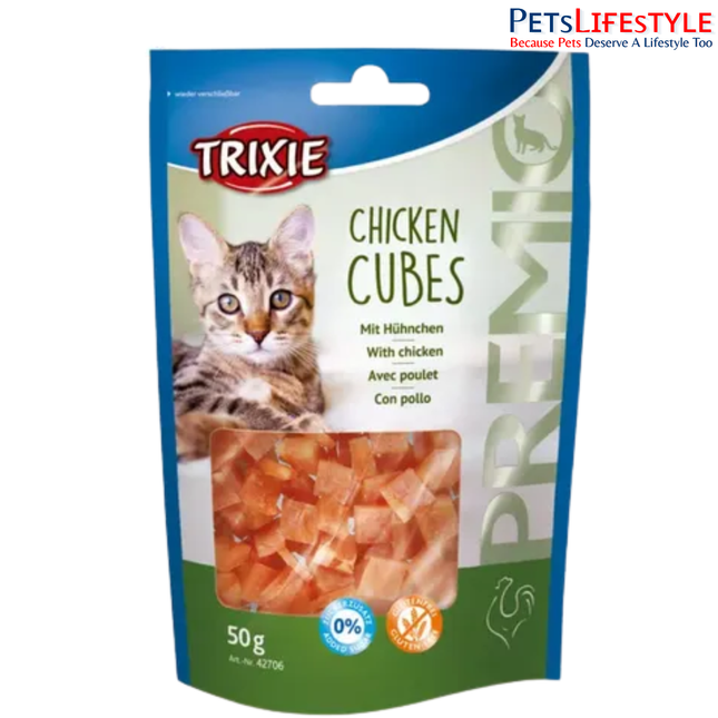 Trixie Premio Chicken Cubes Cat Treats – High Protein Training & Reward Snacks for Cats