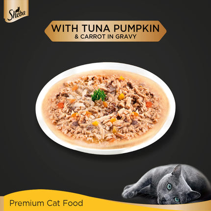 Sheba Rich Premium Tuna Pumpkin & Carrot In Gravy Adult Wet Cat Food - 70 g Packs