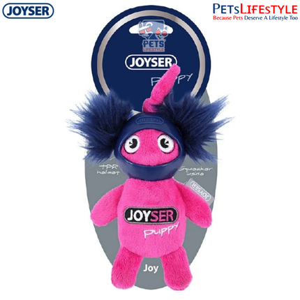 JOYSER Puppy Squirrel with Helmet Soft Plush Dog Toy – Pink/Dark Blue (S/M)